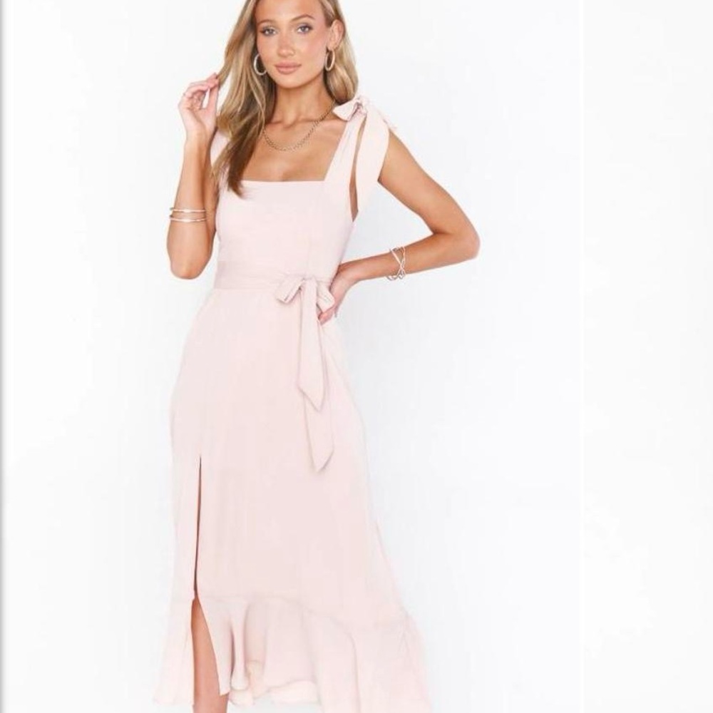Show me your Mumu Claire midi dress dusty blush crisp